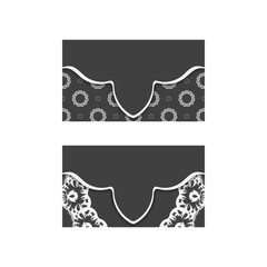 Black business card with mandala white ornament for your contacts.