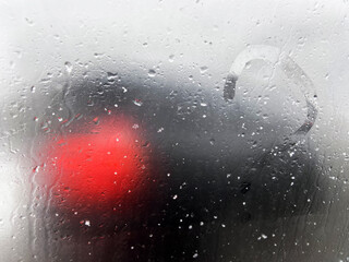 question mark on the sweaty window glass in car, concept