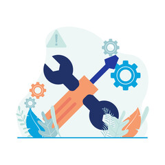 Maintenance vector illustration. Screwdriver and wrench icon. Flat design suitable for many purposes.