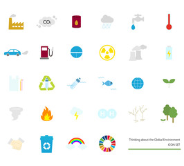 環境問題について考えるイラスト アイコンセット