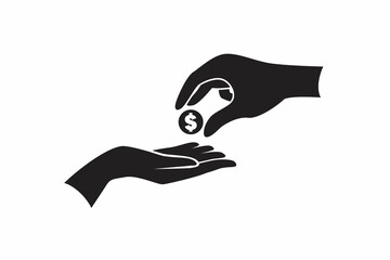 Fototapeta premium Silhouette hand donation icon design template
