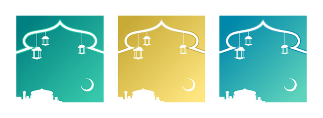 Islam Mosque Poster Banner Template Silhouette
