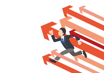 目標に向かって走る男子学生