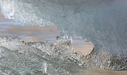 Jokulsarlon closeup, the largest glacier lagoon or lake in south eastern Iceland