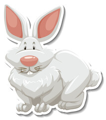 Rabbit cartoon character on white background