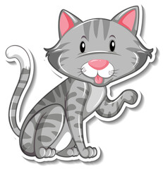 A sticker template of cat cartoon character
