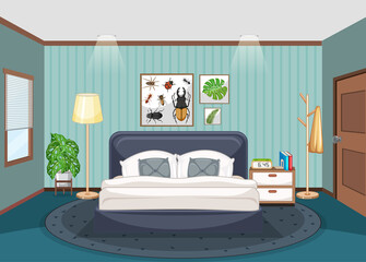 Empty bedroom interior design with furnitures