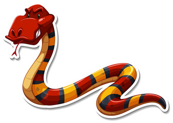 Naklejka premium Snake cartoon character on white background