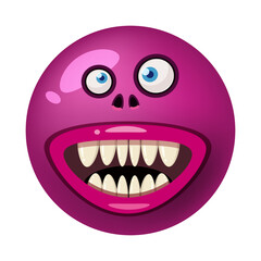 Monster face cartoon round icon head Halloween character. Illustration, sticker, emblem funny cute mask, vector