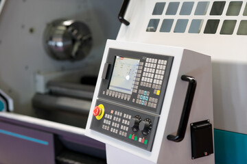 lathe machine with CNC control console