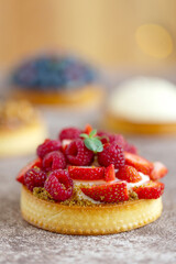 Cake with berries, delicious tartlet. High quality photo