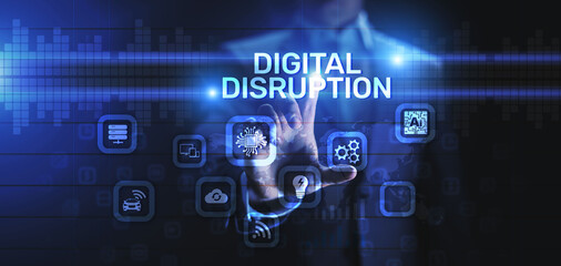 Digital disruption transformation digitalization innovation technology business concept.