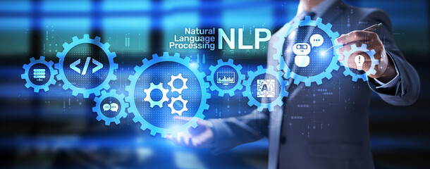 NLP Natural language processing concept. Artificial intelligence neural network.