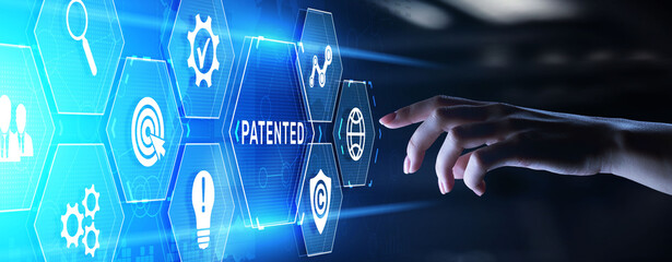 Patented. Patent copyright protection business technology concept.