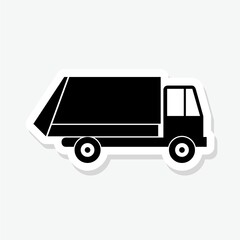 Garbage truck sticker icon isolated on white background