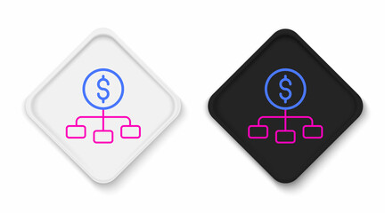 Line Dollar on top of financial hierarchy icon isolated on white background. Colorful outline concept. Vector