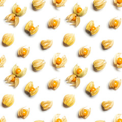 Physalis fruit or Physalis peruviana, small golden berries isolated on white background.