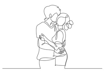 Abstract Man and Woman Kissing One Line Vector Drawing. Couple Minimalistic Style. Modern Continuous Line Art Drawing of Couple Lovers.
