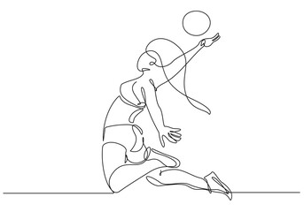 Woman Gymnast Minimalist One Line Drawing. Female Gymnastic Simple Line Art Illustration. Sport and Fitness Modern Minimalist Drawing One Line Illustration. Vector EPS 10
