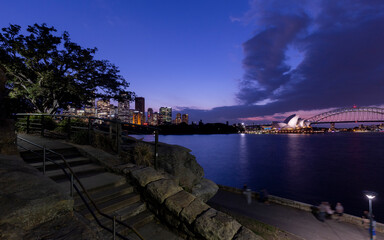 Sydney city coastline in the evening, with the city CBD in the distance