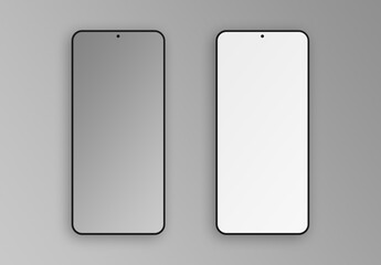 Simple and clean isolated smartphone screen Mockup. White mobile phone with shadow on white background 3D rendering