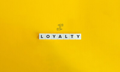 Loyalty banner and conceptual image. Block letters on bright orange background. Minimal aesthetics.