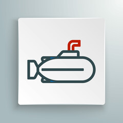 Line Submarine icon isolated on white background. Military ship. Colorful outline concept. Vector