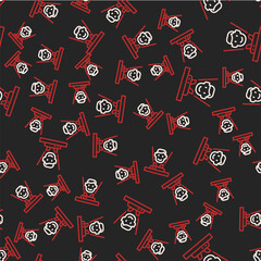 Line Hologram icon isolated seamless pattern on black background. Global communication technology. Vector