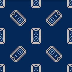 Line Taxi mobile app icon isolated seamless pattern on blue background. Mobile application taxi. Vector