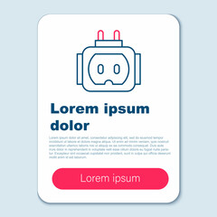 Line Tee plug electric with clipping path icon isolated on grey background. Colorful outline concept. Vector