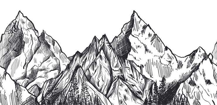 Sketch Landscape Mountain Vector Images (over 8,700)