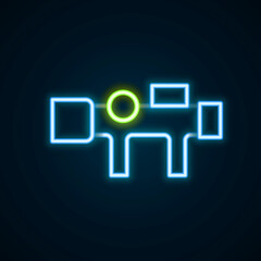 Glowing neon line Sniper optical sight icon isolated on black background. Sniper scope crosshairs. Colorful outline concept. Vector