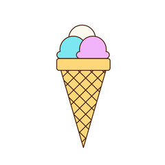 Fototapeta na wymiar Multi-colored ice cream balls in a cone isolated on a white background