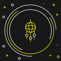 Line Dream catcher with feathers icon isolated on black background. Colorful outline concept. Vector