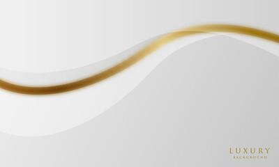 White curve shapes luxury background with gold lines. Modern and elegant design template.