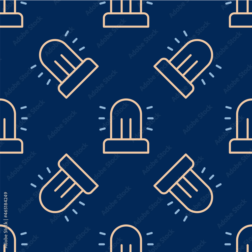 Poster line flasher siren icon isolated seamless pattern on blue background. emergency flashing siren. vect