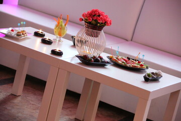 chocolate cake on a table, candle lantern