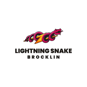 lightning snake logo mascot illustration
