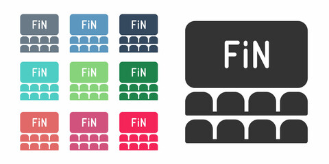 Black Cinema auditorium with screen icon isolated on white background. Set icons colorful. Vector