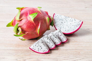 Fresh dragon fruit slice.