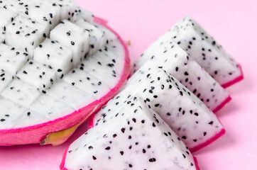 Fresh dragon fruit slice.