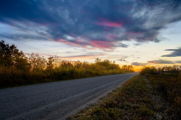 sunset on the road