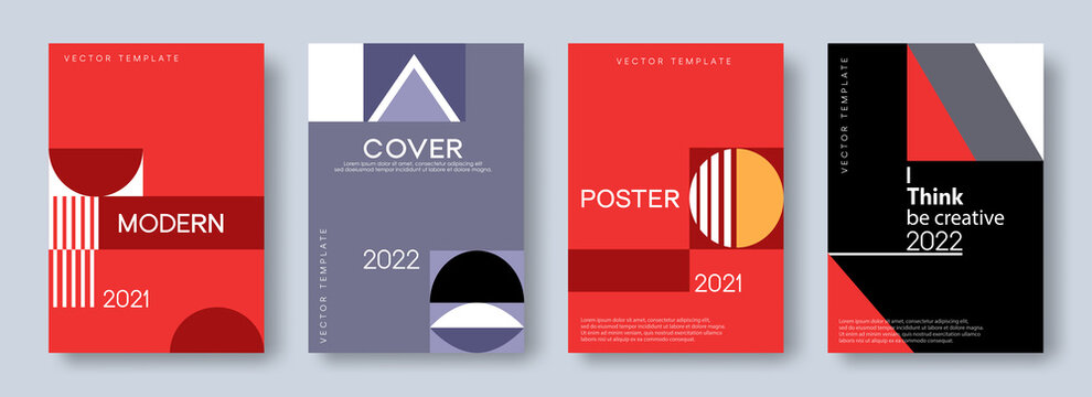 Set of modern cover design template with geometric shapes for card, poster, flyer, brochure, banner and wallpaper. Vector
