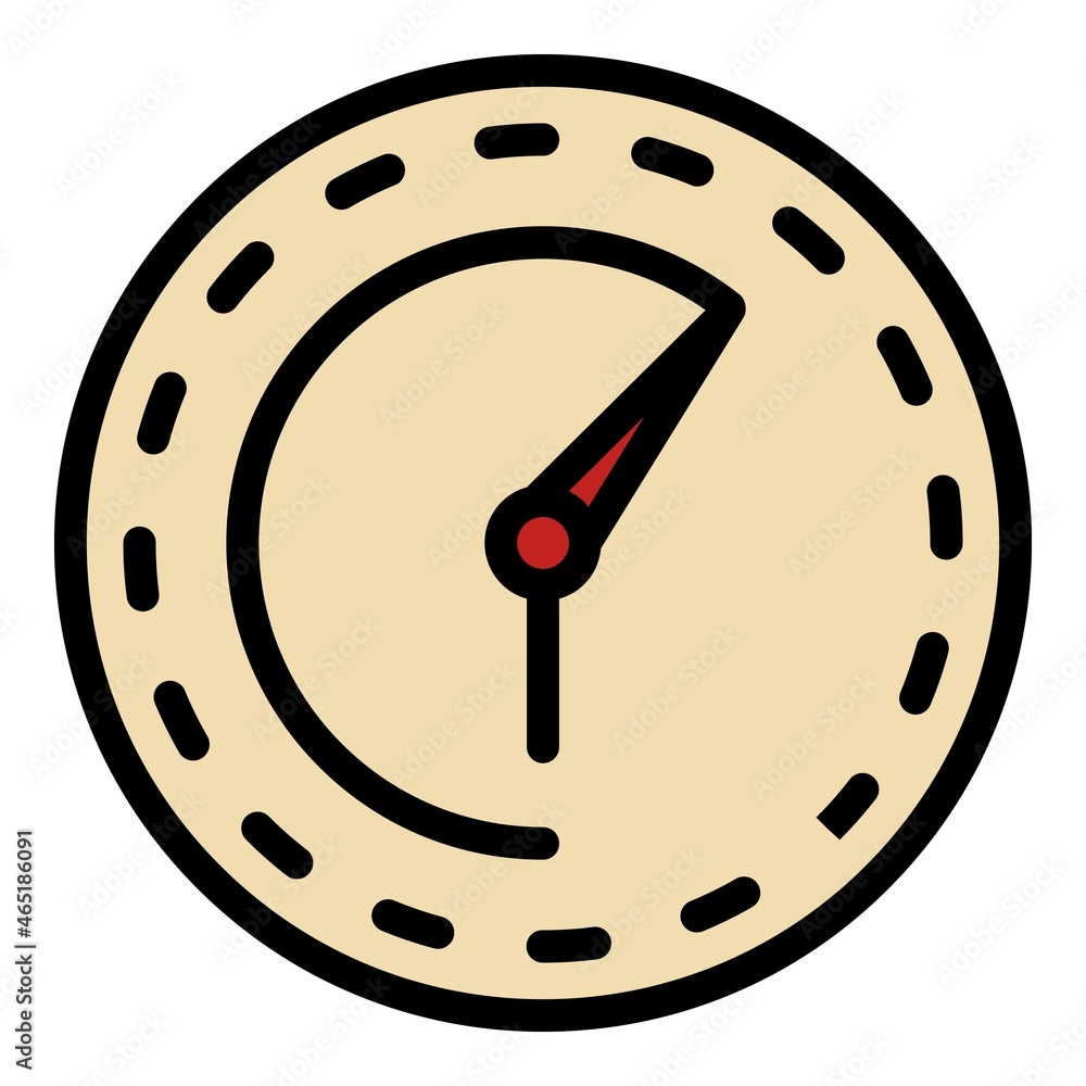 Poster round clock icon. outline round clock vector icon color flat isolated