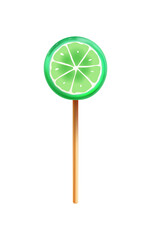 Lime Lollipop Realistic Composition