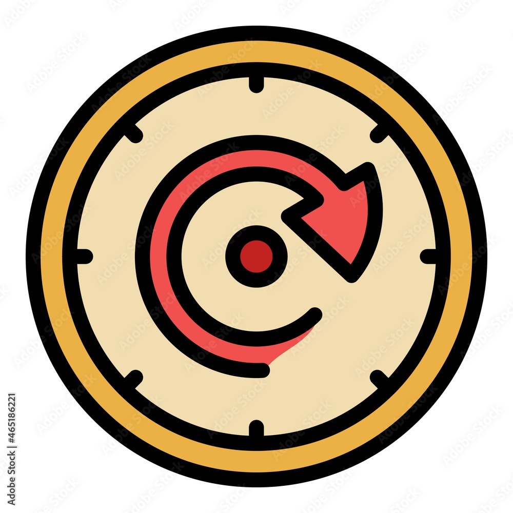 Poster clock and circular arrow icon. outline clock and circular arrow vector icon color flat isolated