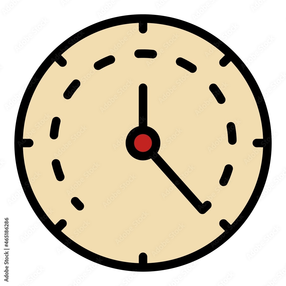 Poster analog clock icon. outline analog clock vector icon color flat isolated