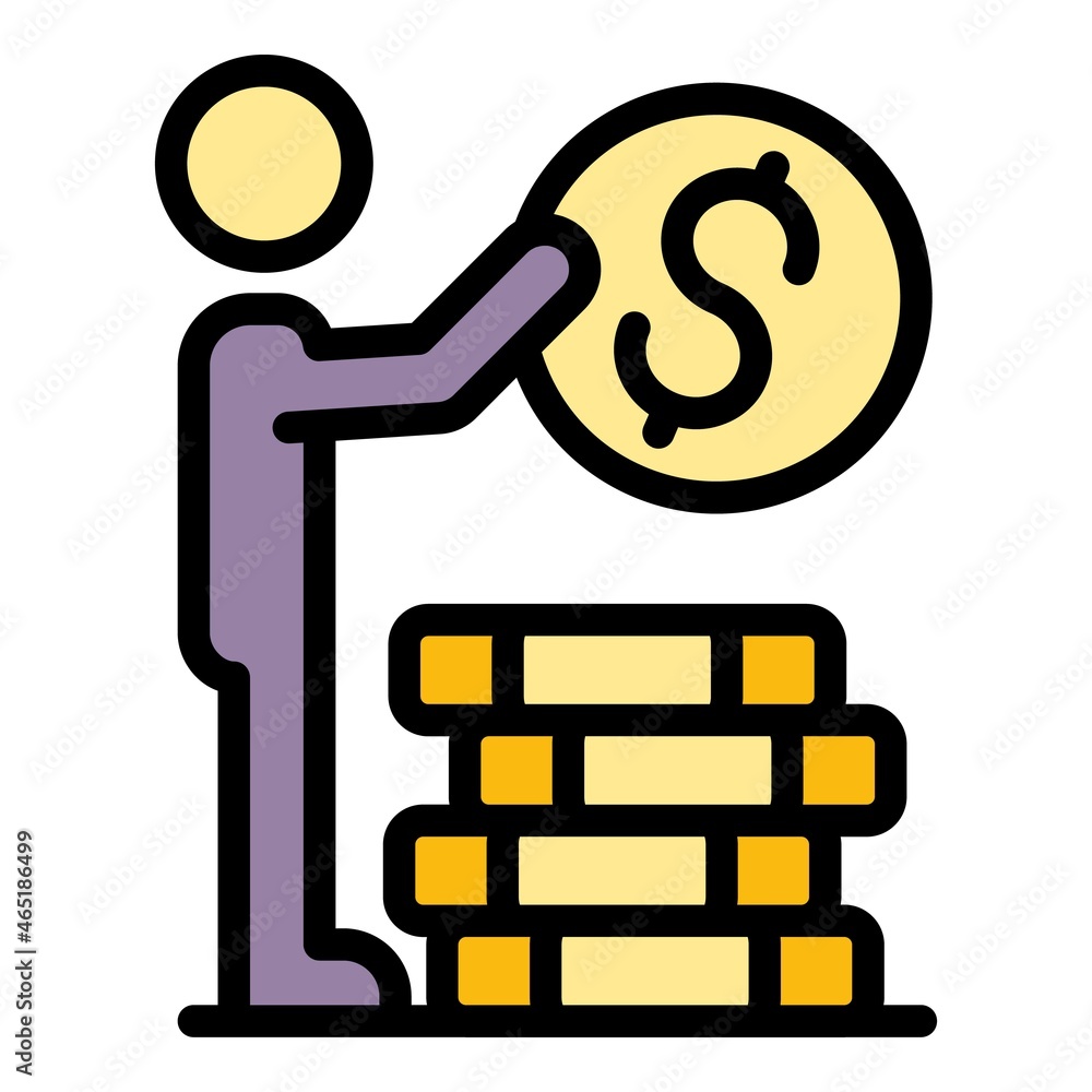 Poster take coin stack icon. outline take coin stack vector icon color flat isolated