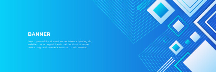 Fototapeta premium Abstract blue banner template with rectangle box overlapping theme. Vector Illustration for Wallpaper, Banner, Background, Card, Book Illustration, landing page