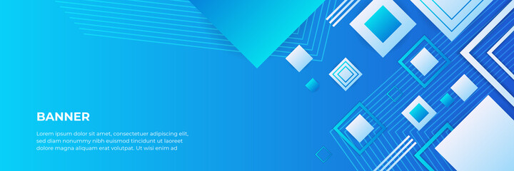 Obraz premium Abstract blue banner template with rectangle box overlapping theme. Vector Illustration for Wallpaper, Banner, Background, Card, Book Illustration, landing page